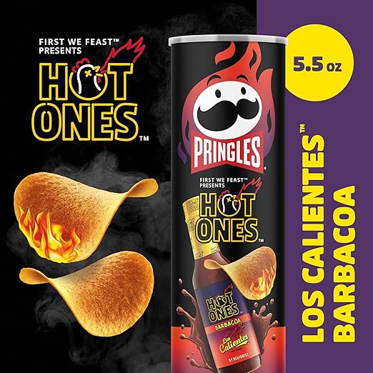 Pringles Hot Ones Barbacoa Potato Crisps 158g