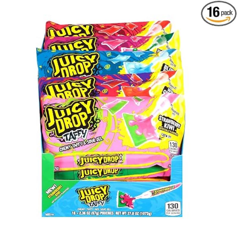 Juicy Drop Taffy Candy Chewy Tafy & Sour Gel 67g