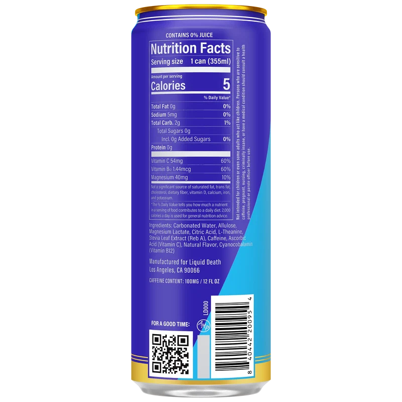 Liquid Death Spkl Energy Tropical Terror Zero Sugar 355ml
