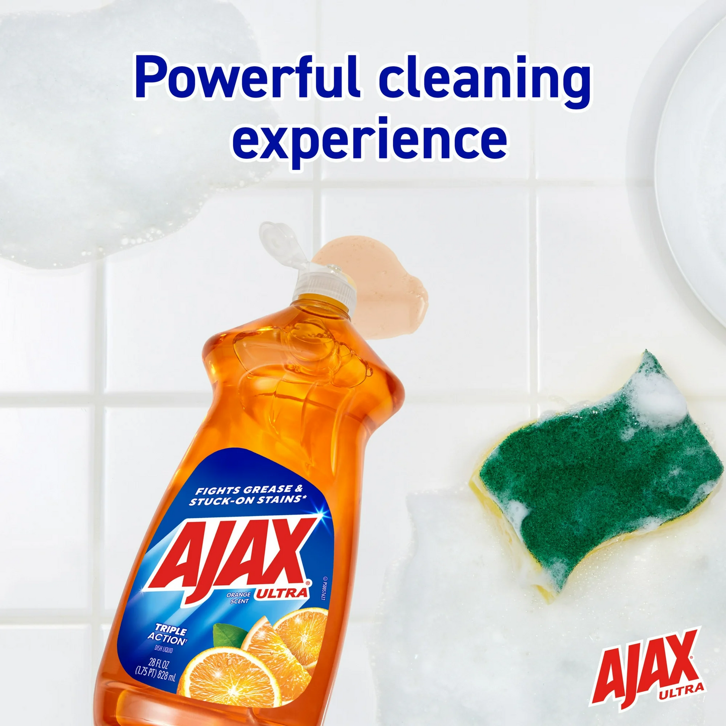 Ajax Ultra Triple Action Dishwashing Liquid - Orange Scent – 828 mL