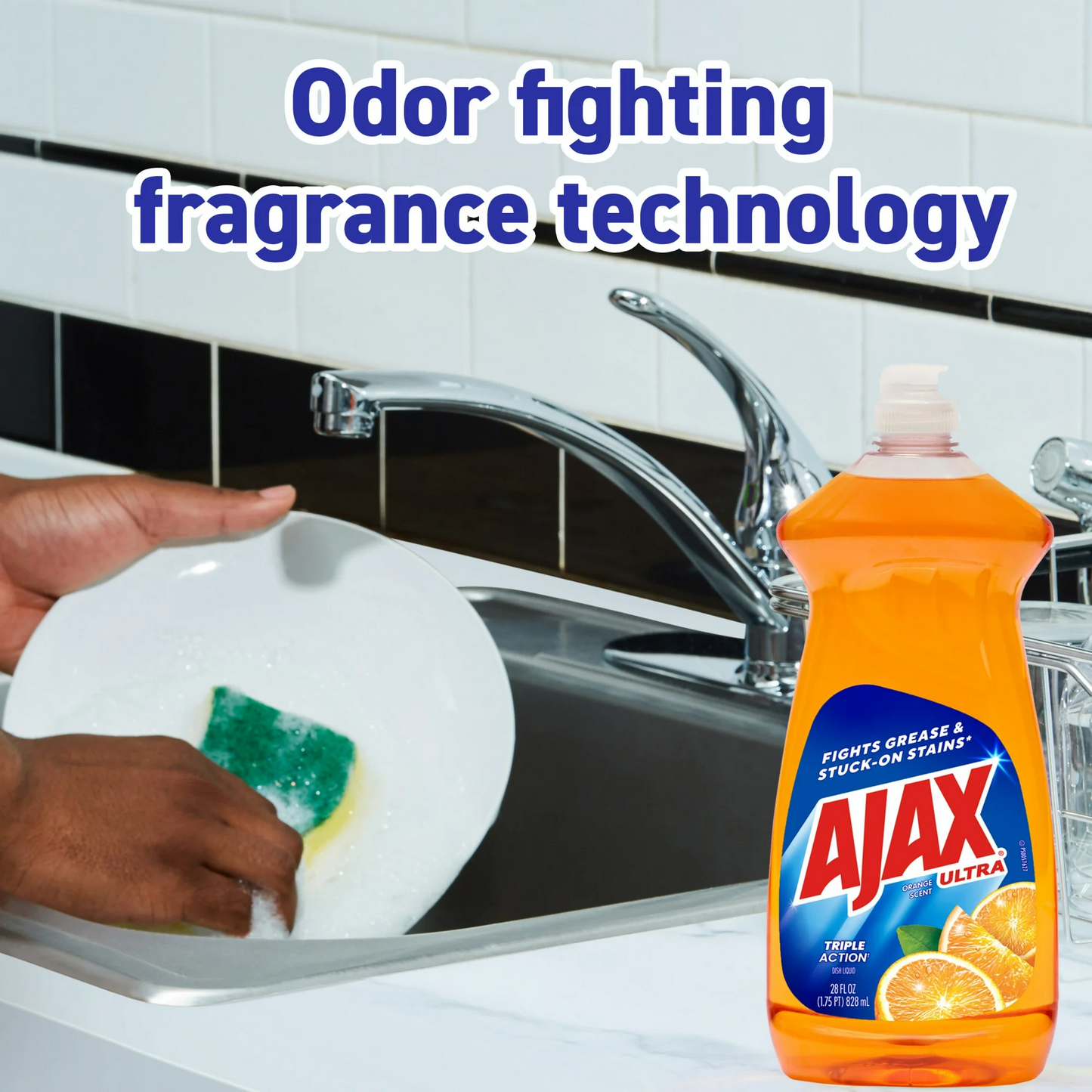 Ajax Ultra Triple Action Dishwashing Liquid - Orange Scent – 828 mL