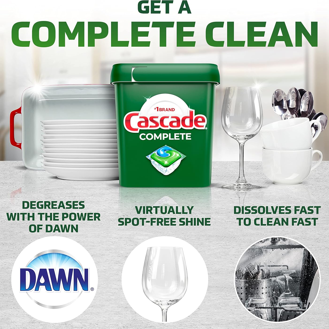 Cascade Complete Dishwasher Pods - Fresh Scent - 90 ct