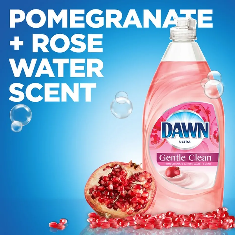 Dawn Ultra Gentle Clean Dishwashing Liquid, Pomegranate & Rose Water Scent – 609 mL