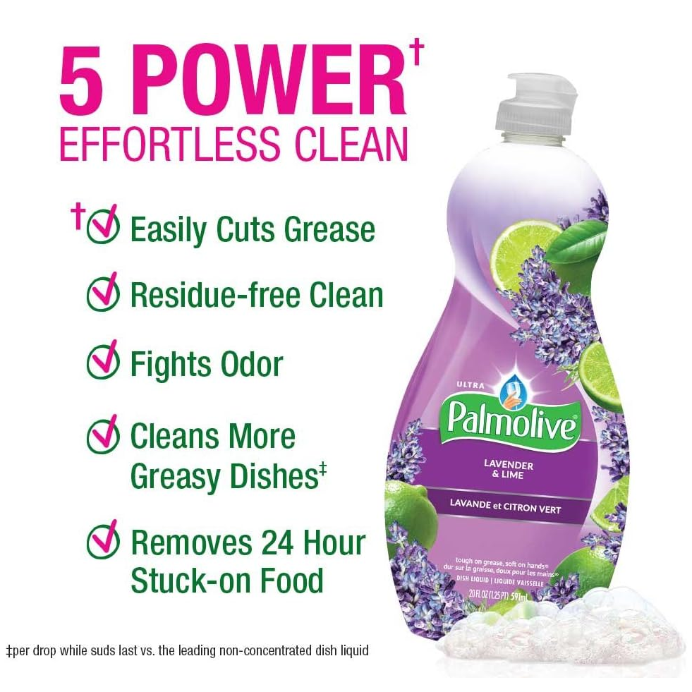 Palmolive Ultra Liquid Dish Soap, Lavender and Lime Scent – 591 mL