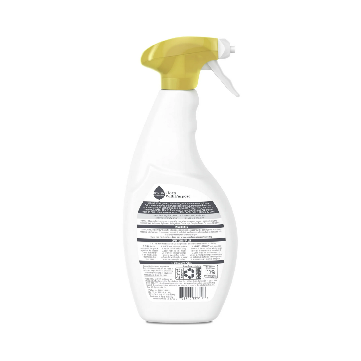 Seventh Generation Disinfecting Multi Surface Cleaner - Lemongrass Citrus Scent - 768 mL