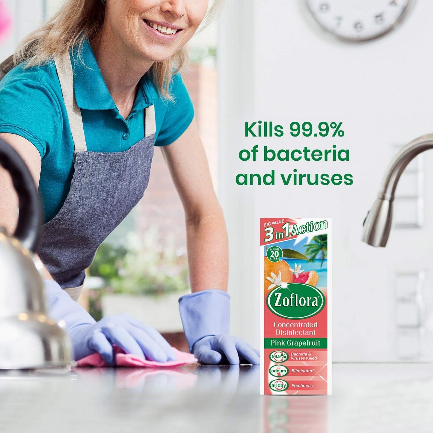 Zoflora Concentrated Disinfectant 3-in-1 Action, Pink Grapefruit Scent – 500 mL