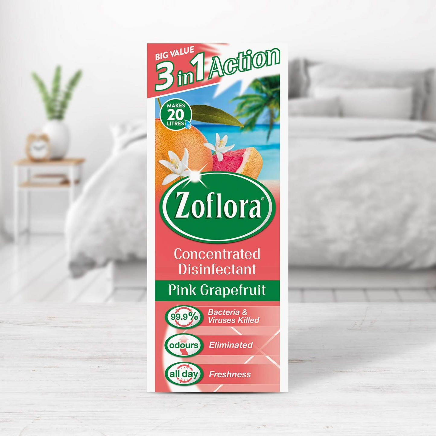 Zoflora Concentrated Disinfectant 3-in-1 Action, Pink Grapefruit Scent – 500 mL