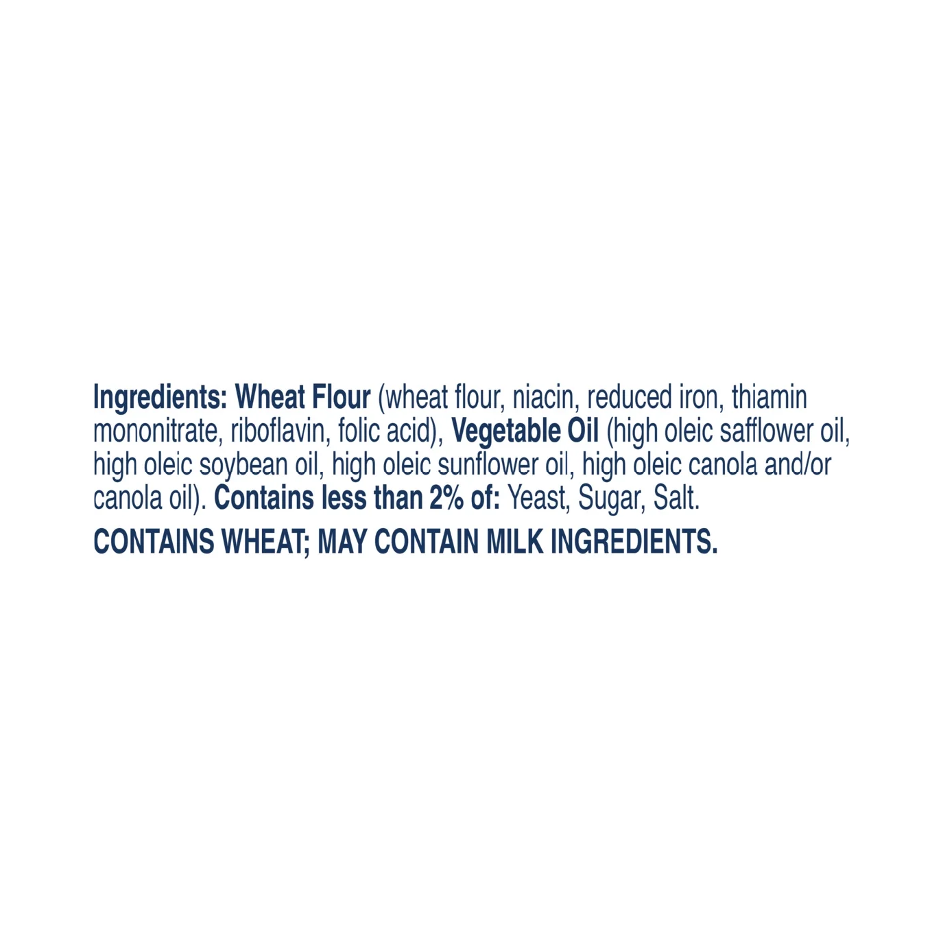 Text displaying ingredients list and allergen information on a white background