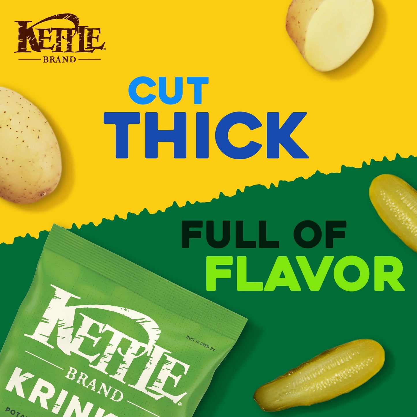 Kettle Potato Chip-Thick+Bold Dill Pickle – 56g