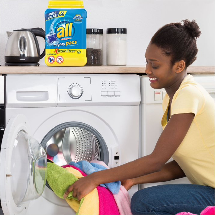 All Mighty Pacs Super Concentrated Laundry Detergent with Stainlifters – 1.41 kg, 72 ct