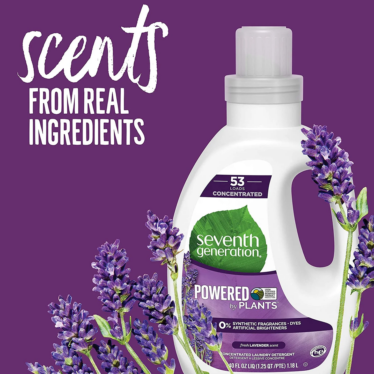 Seventh Generation Concentrated Laundry Detergent, Fresh Lavender Scent – 1.18 L, 53 loads
