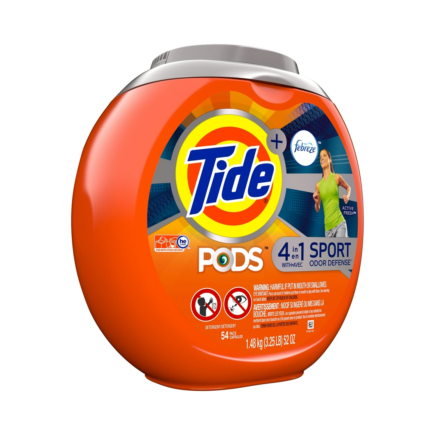 Tide Pods + Febreze 4-in-1 Sport Odor Defense Laundry Detergent Pacs, Active Fresh Scent – 54 ct