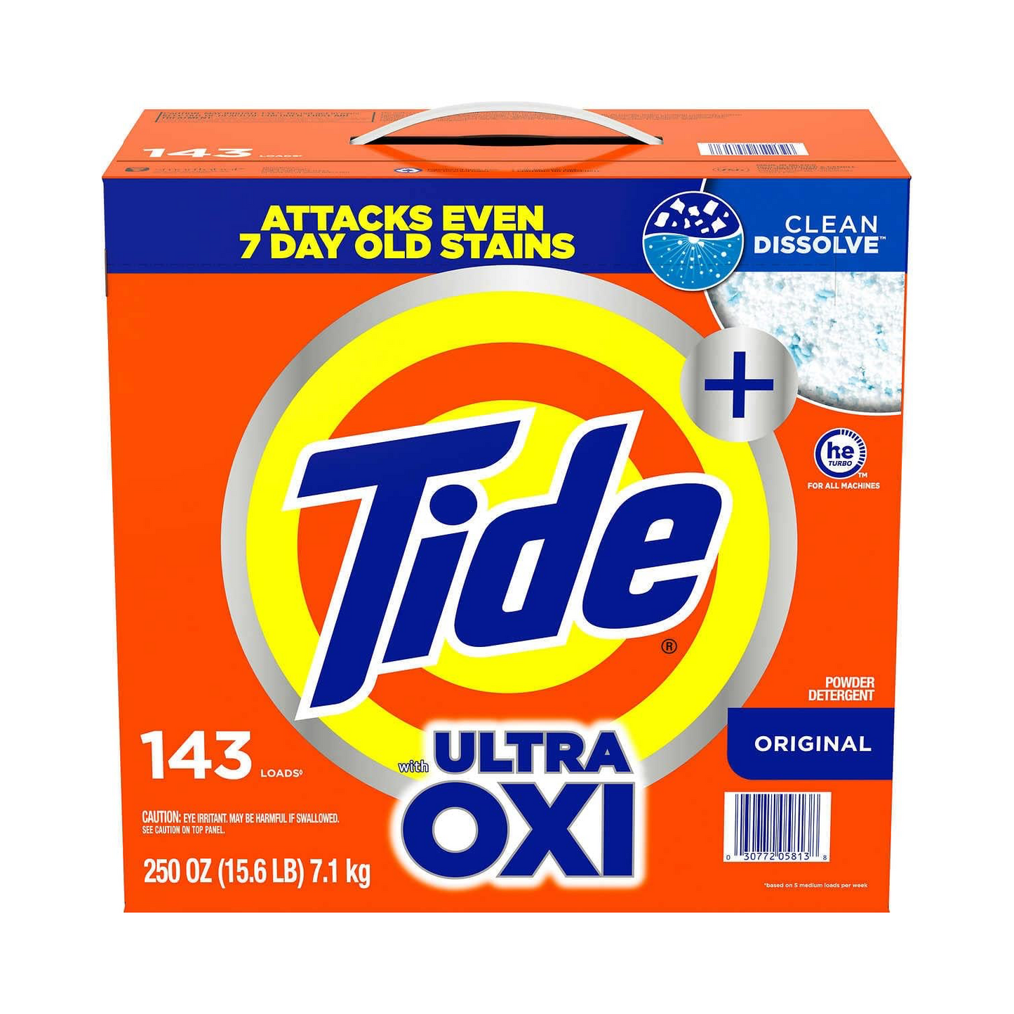 Tide + Ultra Oxi Powder Laundry Detergent, Original Scent – 7.1 kg, 143 loads
