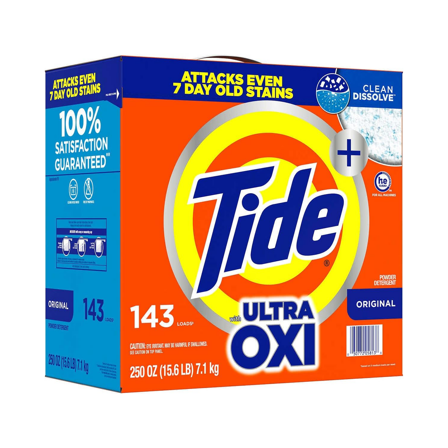 Tide + Ultra Oxi Powder Laundry Detergent, Original Scent – 7.1 kg, 143 loads