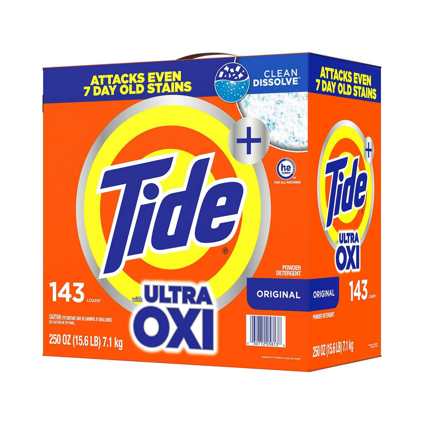 Tide + Ultra Oxi Powder Laundry Detergent, Original Scent – 7.1 kg, 143 loads