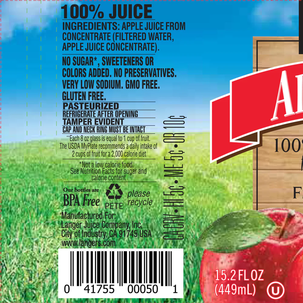Langers Apple Juice – 449 mL