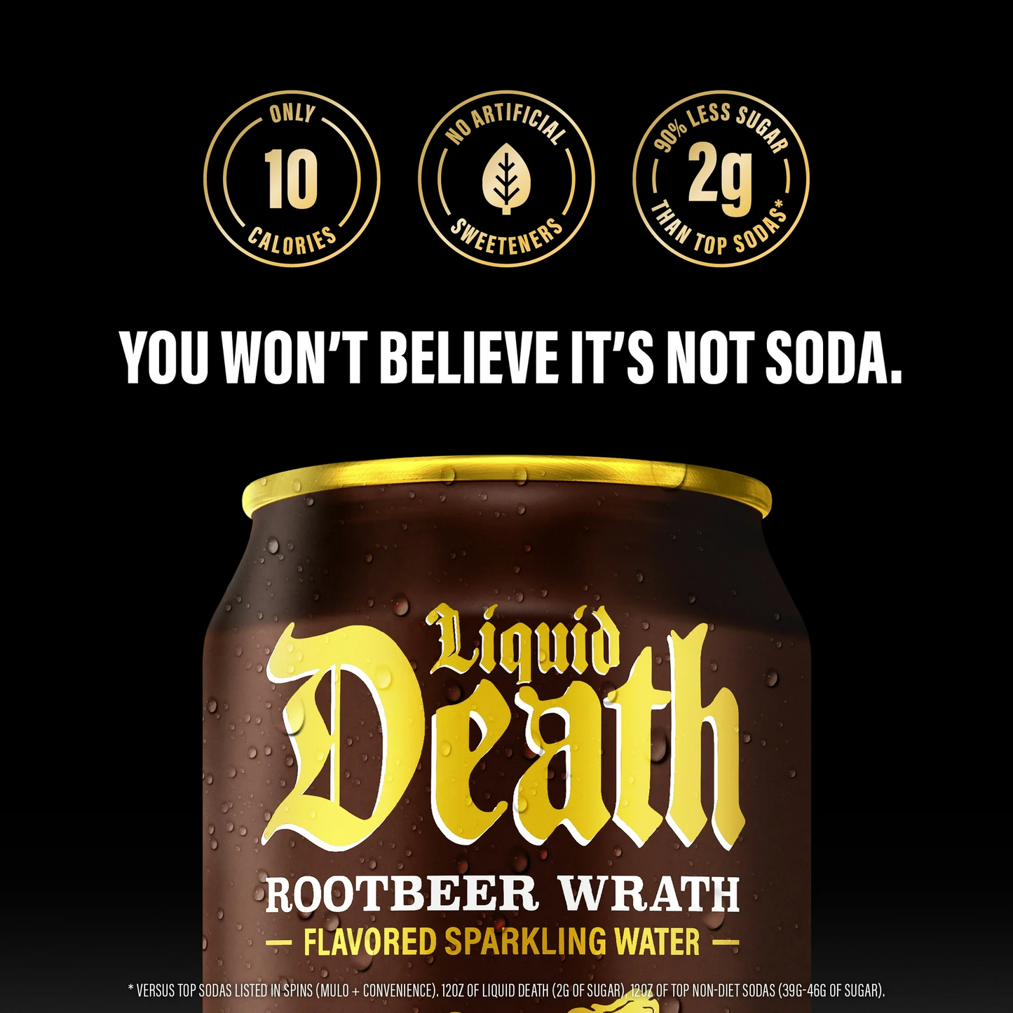 Liquid Death Rootbeer Wrath, Root Beer Flavored Sparkling Water – 355 mL