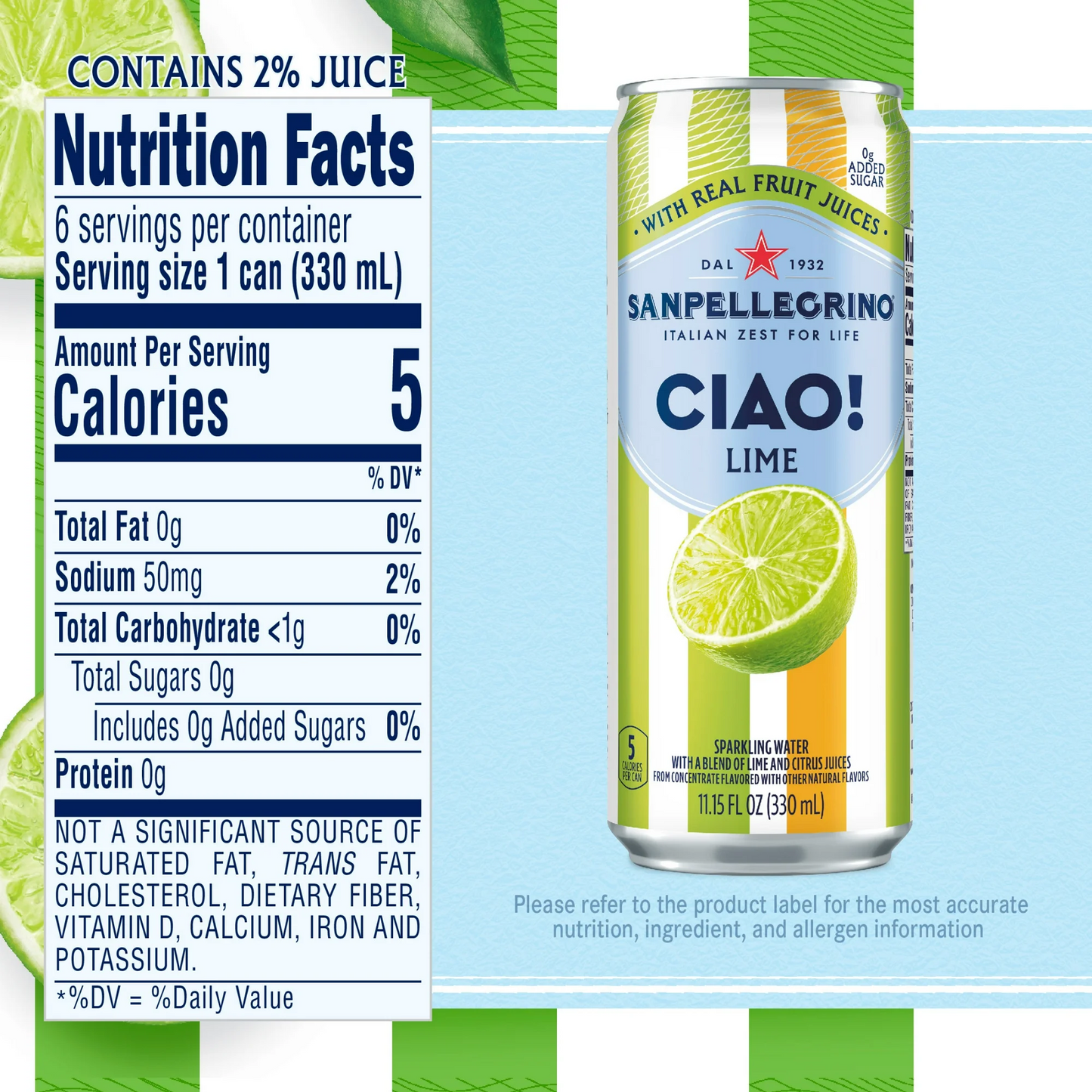 San Pellegrino CIAO Lime Flavored Sparkling Water – 330 mL