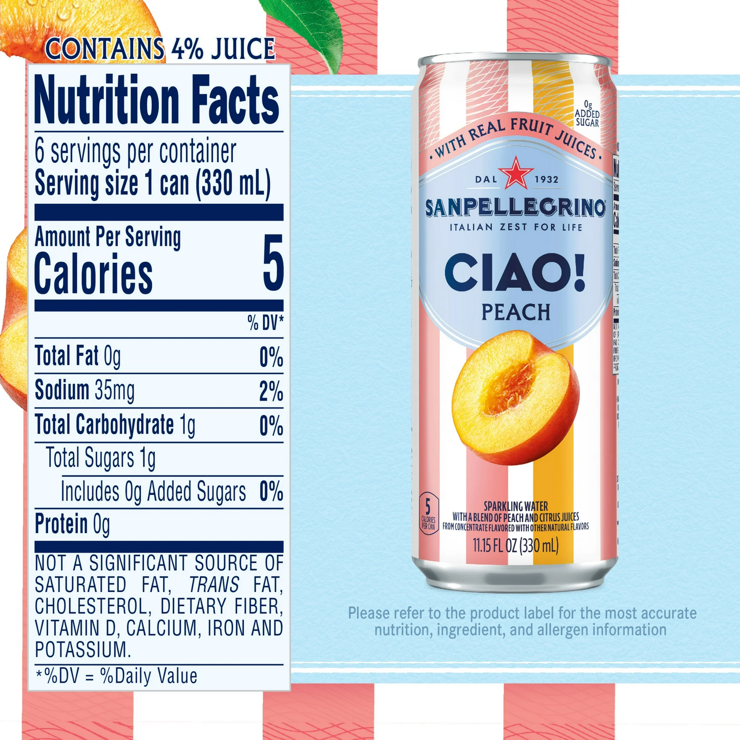 San Pellegrino CIAO Peach Flavored Sparkling Water – 330 mL