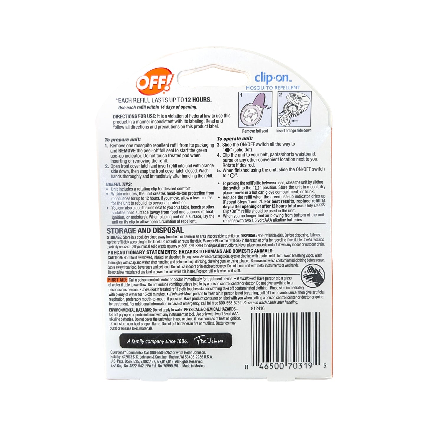 Off Clip-On Mosquito Repellent Refills – 46 mg x 2