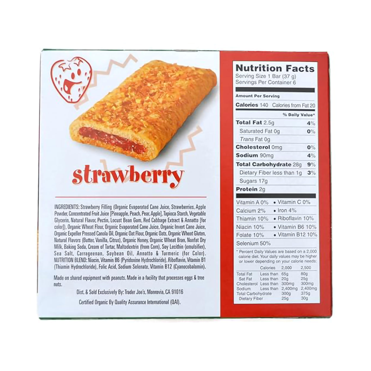 Trader Joe's Low Fat Strawberry Cereal Bars – 6 bars 37g
