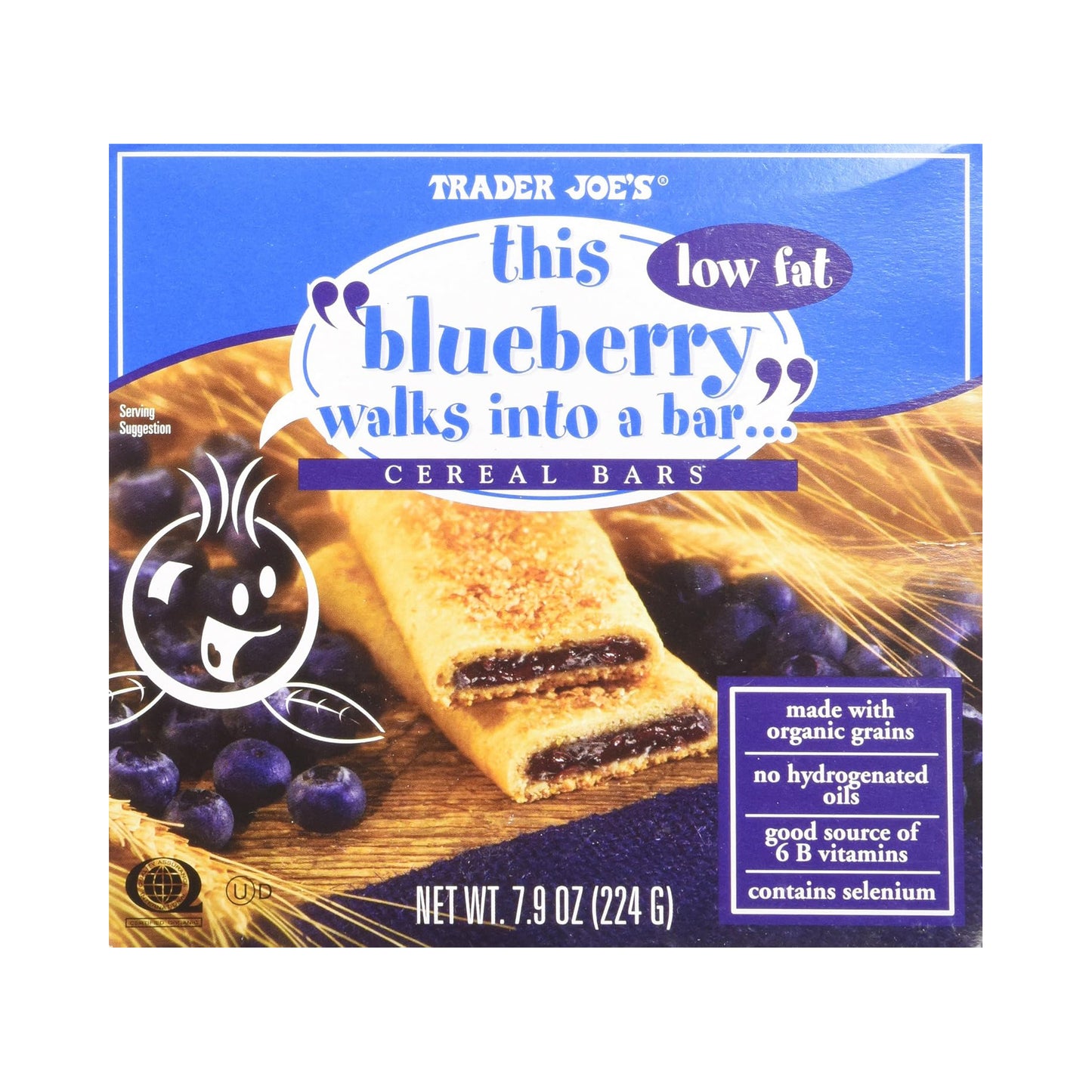 Trader Joe's Low Fat Blueberry Cereal Bars – 6 bars 37g