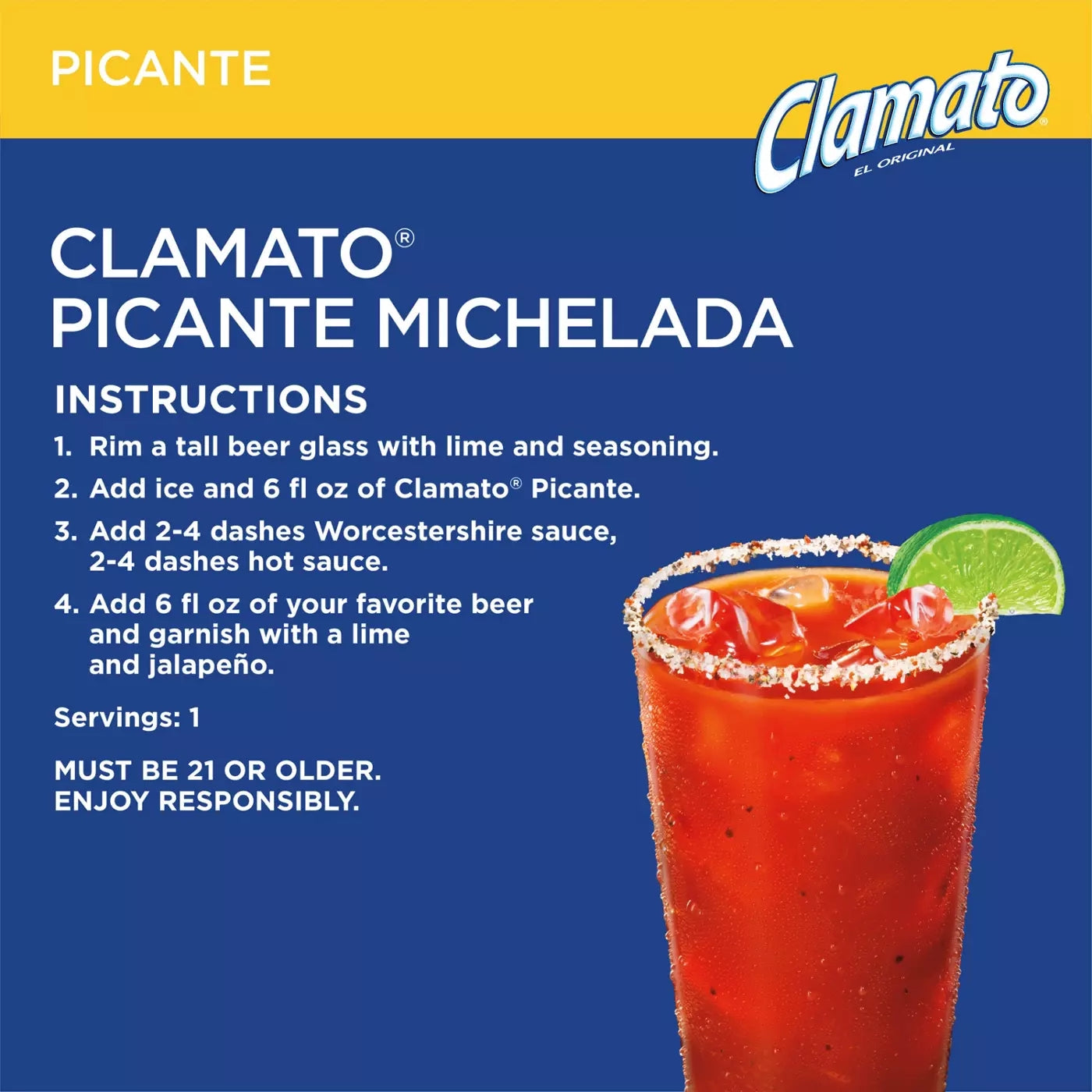 Clamato Tomato Cocktail Juice - Picante – 473mL