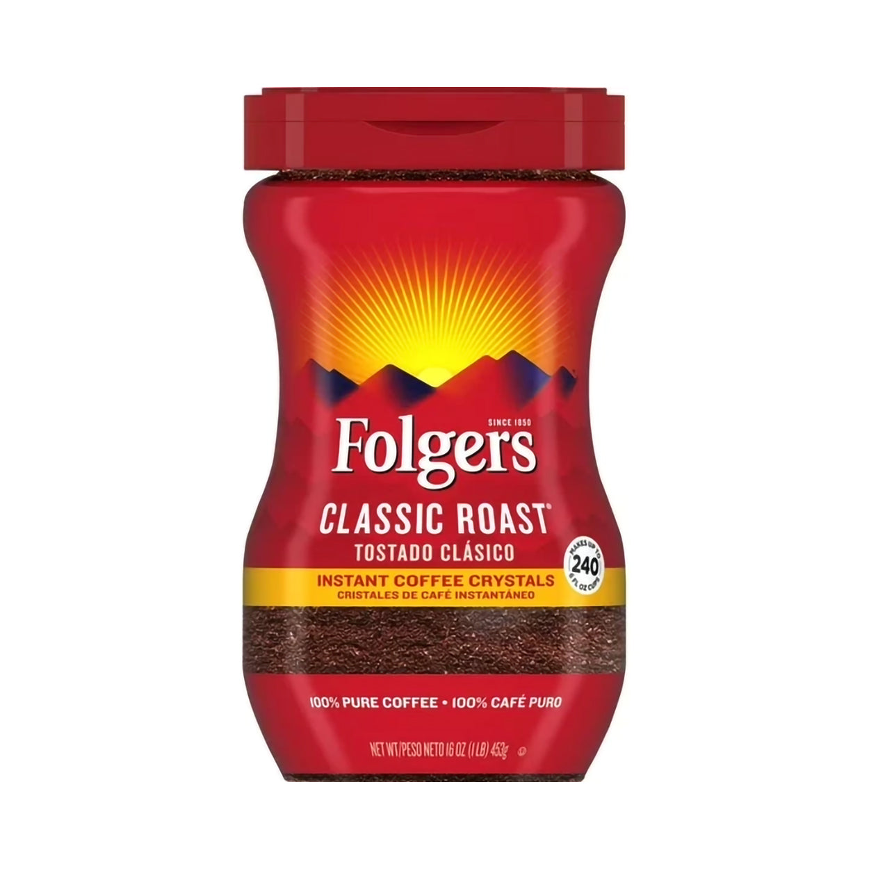 Folgers Instant Coffee Crystals Classic Medium Roast – 453g 16oz