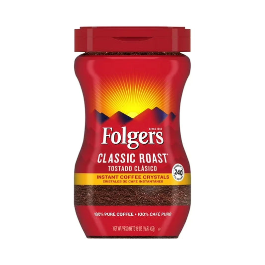 Folgers Instant Coffee Crystals Classic Medium Roast – 453g 16oz