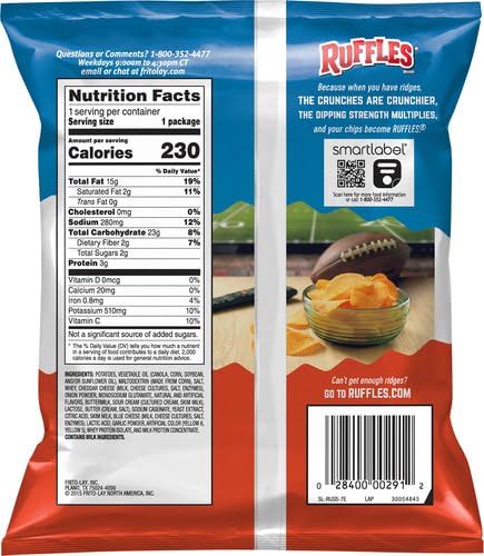 Ruffles Potato Chips Cheddar & Sour Cream 42.5gg (1.5oz)