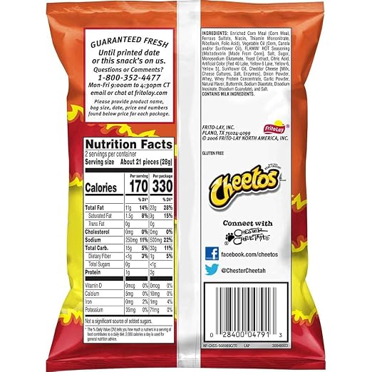 Cheetos Flamin Hot Crunchy Cheese snack 56.7g