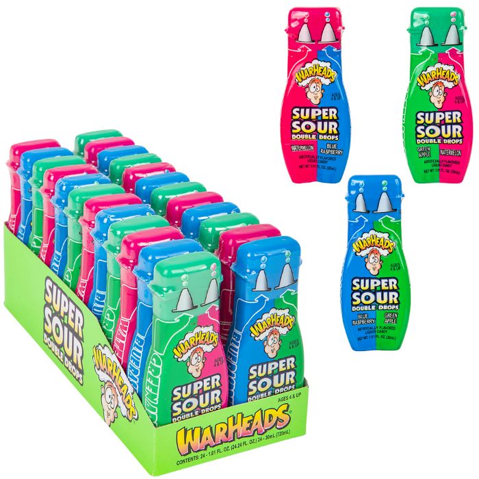 Warheads Super Sour Double Drops A/3 flavors for age 4 & up 30ml