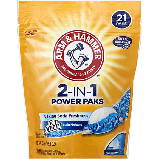 Arm & Hammer + OxiClean Stain Fighters 2-in-1 Concentrated Laundry Detergent Power paks – 21 ct