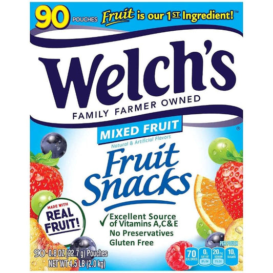 Welch's Fruit Snacks, Mixed Fruit 0.8 oz 90 ct