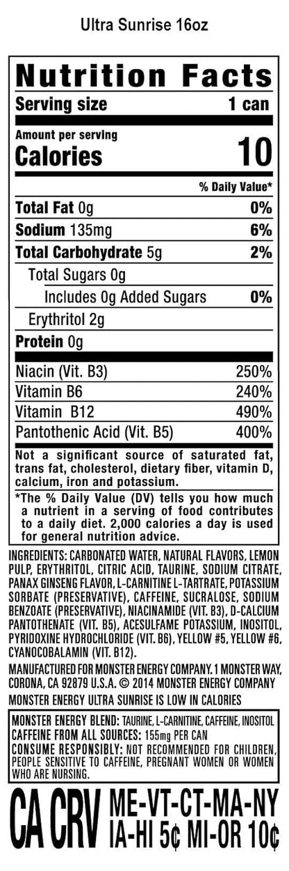 Monster Zero Sugar Ultra Sunrise 473ml