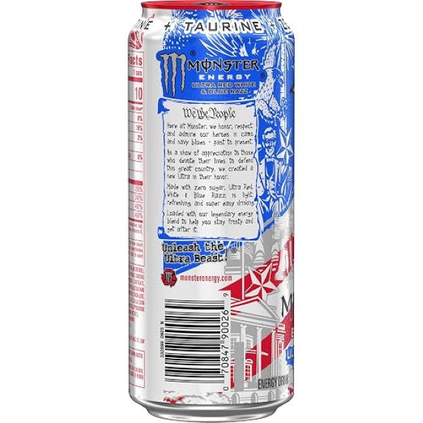 Monster Energy Ultra Red White & Blue Razz Sugar Free 473ml(16oz)