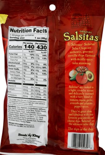 EL Sabroso Original Salsitas Salsa Chips with real tomatoes & Avocados 85g