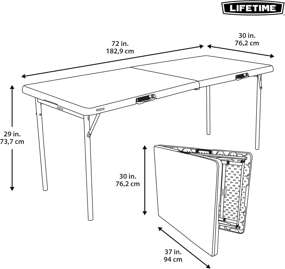 Lifetime 6ft folding table 30"W(3)