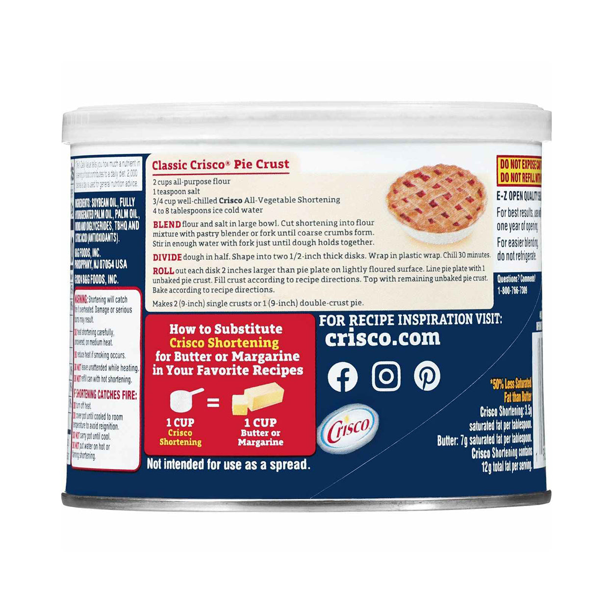 Crisco All-Vegetable Shortenings Gluten Free – 453g