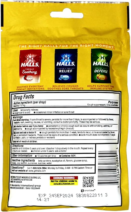 Halls Cough Drop - Honeylemon 咳糖 30p