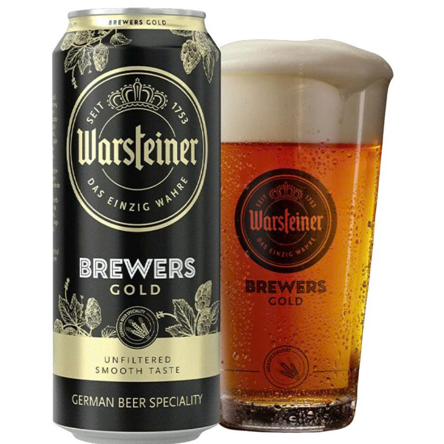 Warsteiner Brewers Gold Unfiltered beer 5.2% ABV 500ml