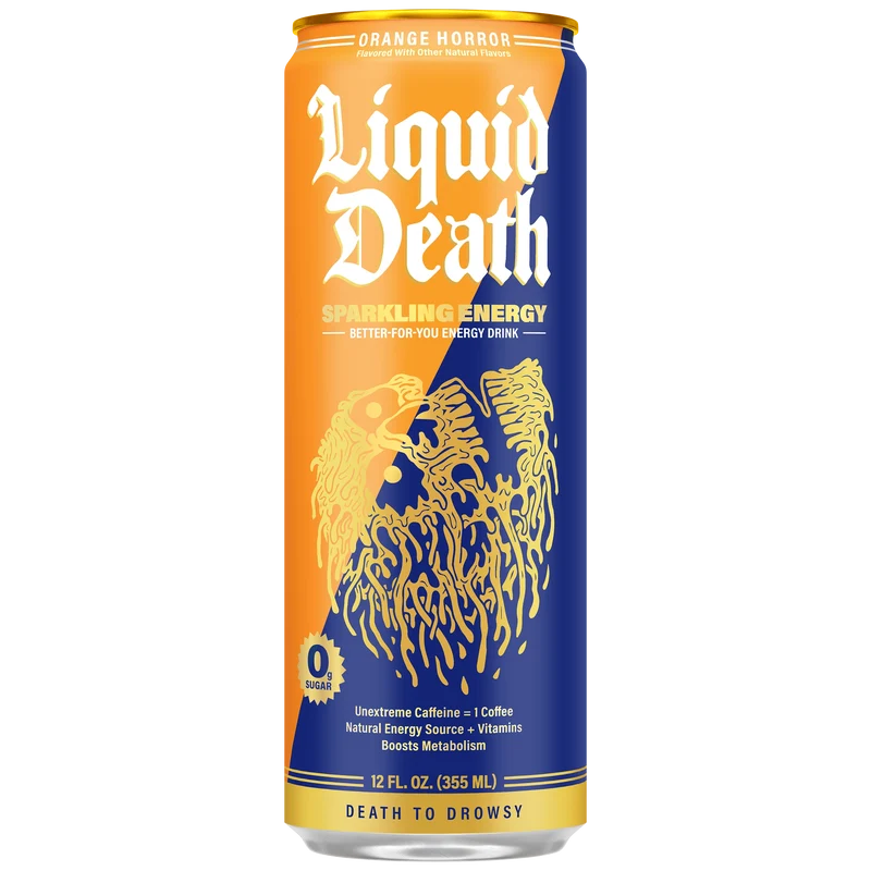 Liquid Death Sparkling Energy Orange Horror Zero Sugar 355ml