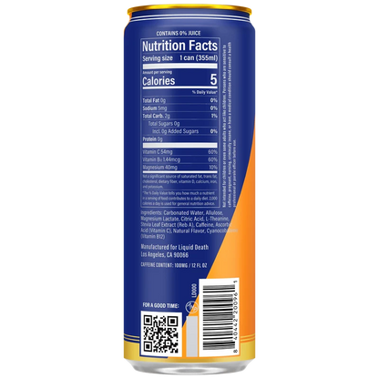 Liquid Death Sparkling Energy Orange Horror Zero Sugar 355ml