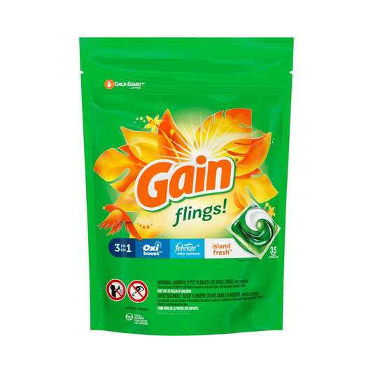 Gain Flings 3-in-1 Laundry Detergent Pacs – Island Fresh Scent – 42 ct
