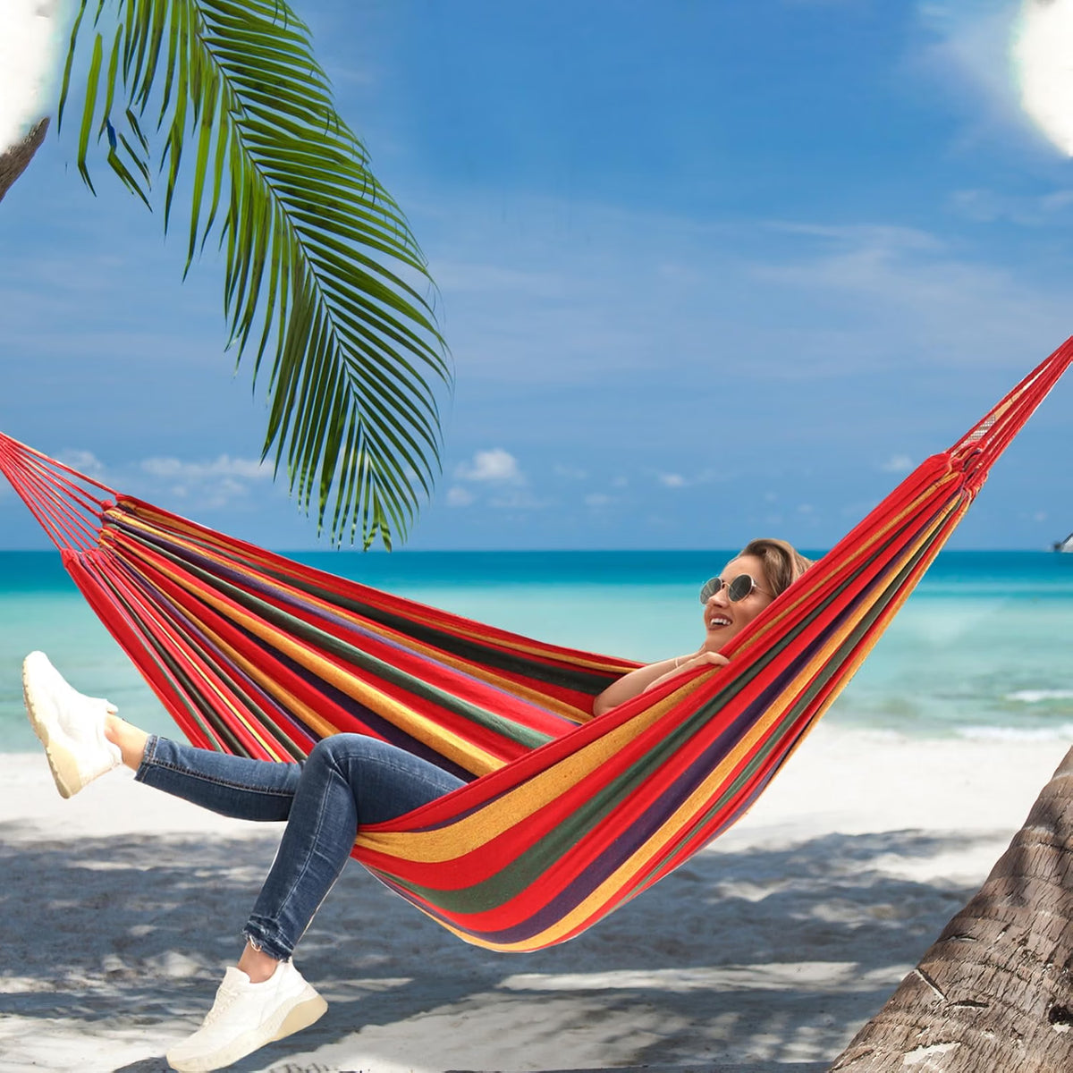 Anyoo Cotton Camping Hammock L275cm x W152cm(108 inches x 60 inches)