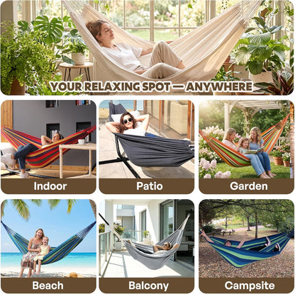 Anyoo Cotton Camping Hammock L275cm x W152cm(108 inches x 60 inches)