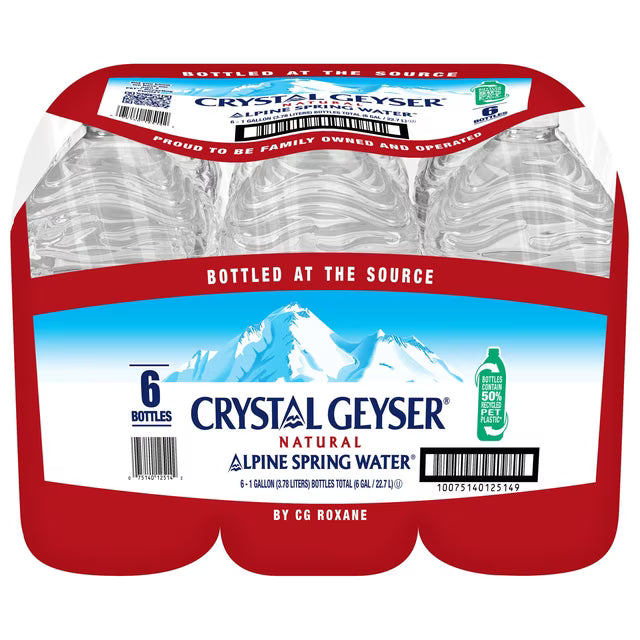 Crystal Geyser Alpine Spring Water 3.78L (1Gal ) x 6btl