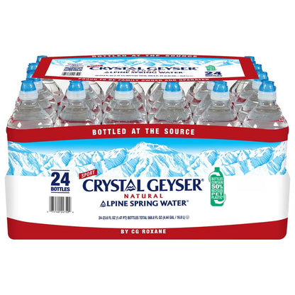 Crystal Geyser Alpine Spring Water Sport Cap Bottle 700ml(23.6fl oz) x 24btl
