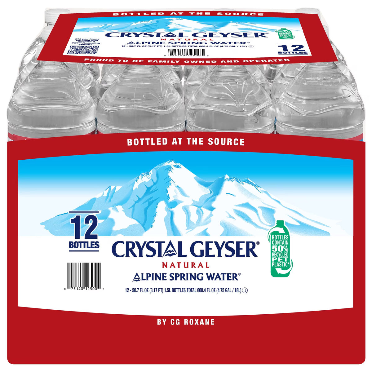 Crystal Geyser Alpine Spring water 1.5L(50.72fl oz) x 12btl