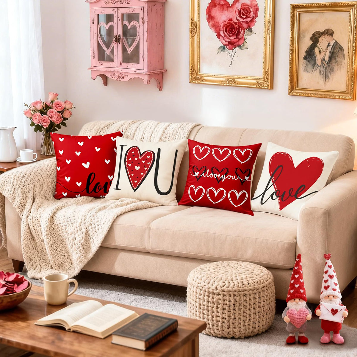 Love Hearts Pillow Cover